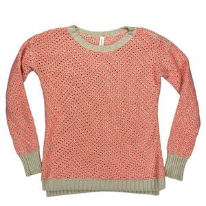 Aeropostale Sweater Womens M Peach Beige Chunky Open Knit Classic Preppy Winter